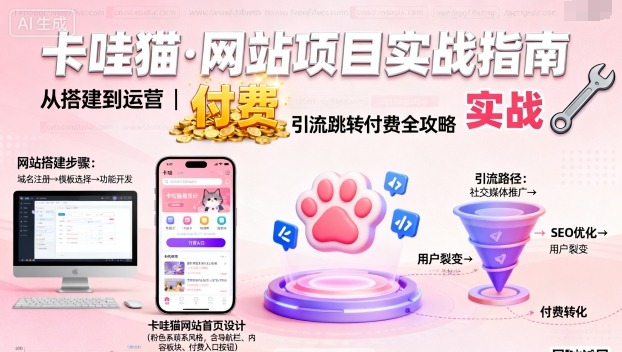卡哇猫·网站项目，网站搭建与运营以及引流跳转付费-创新研习社