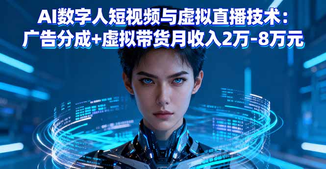 AI数字人短视频与虚拟直播技术：广告分成+虚拟带货月收入2万-8万元-创新研习社