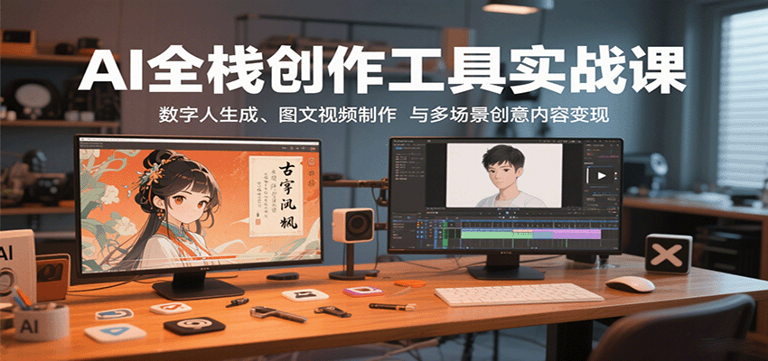 AI全栈创作工具实战课:数字人生成、图文视频制作与多场景创意内容变现-创新研习社