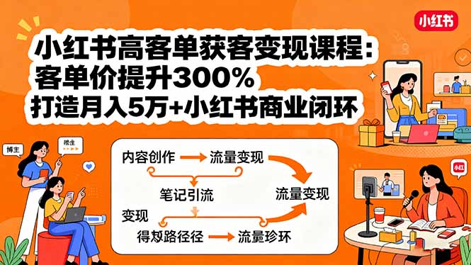 小红书高客单获客变现课程：客单价提升300%，打造月入10万+小红书商业闭环-创新研习社