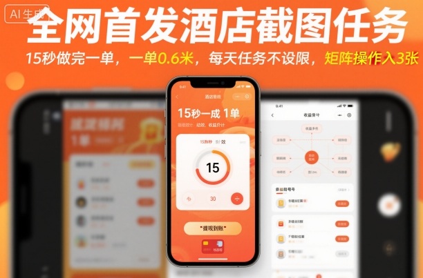 全网首发酒店截图任务，15秒做完一单，一单0.6米，每天任务不设限，矩阵操作日入3张【揭秘】-创新研习社
