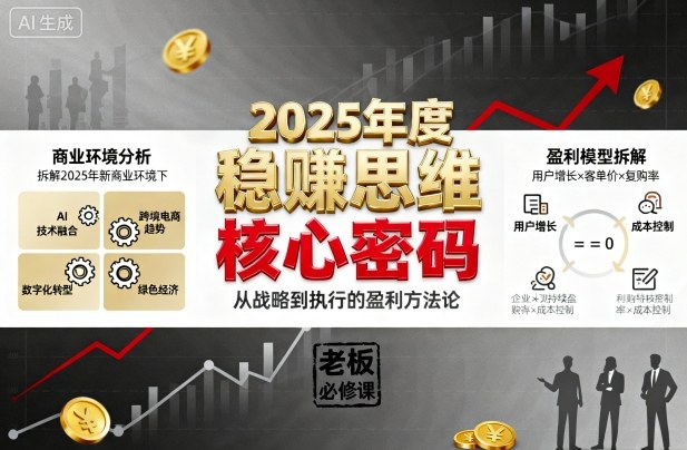 2025年度稳賺思维老板创业营，拆解2025年新商业环境下，企业实现持续盈利的核心密码-创新研习社