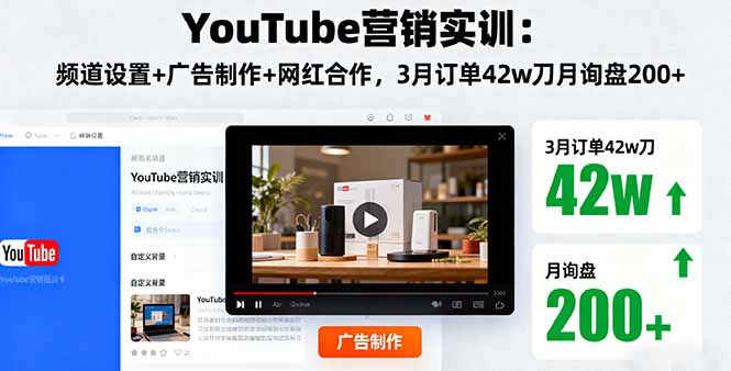 YouTube营销实训：频道设置+广告制作+网红合作，3月订单42w刀月询盘200+-创新研习社