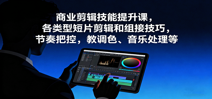 商业剪辑技能提升课，各类型短片剪辑和组接技巧，节奏把控，教调色、音乐处理等-创新研习社