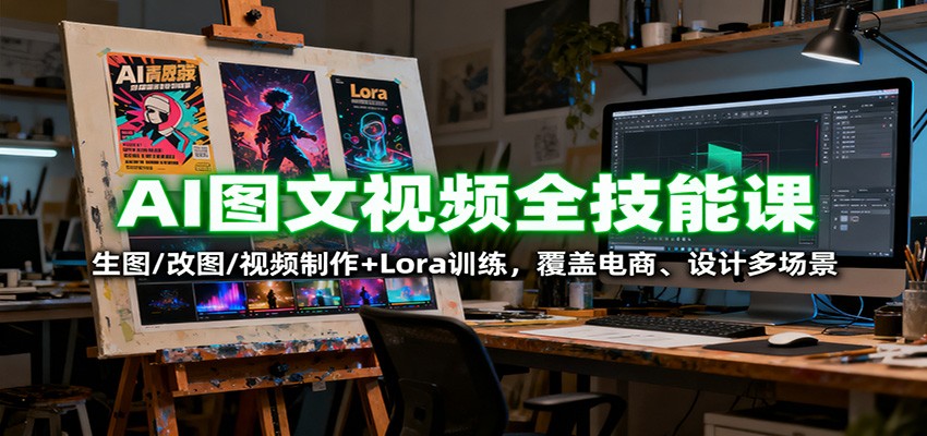 AI图文视频全技能课：生图/改图/视频制作+Lora训练，覆盖电商 、设计多场景-创新研习社
