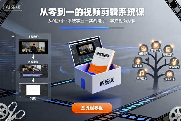 从零到一的视频剪辑系统课,从0基础–系统掌握–实战进阶,学拍视频剪辑-创新研习社