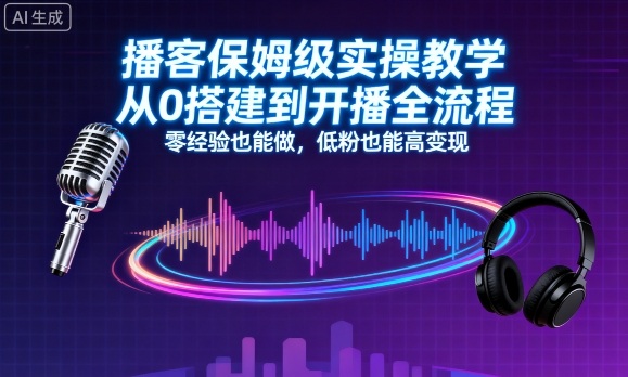 播客保姆级实操教学,从0搭建到开播全流程,零经验也能做,低粉也能高变现-创新研习社