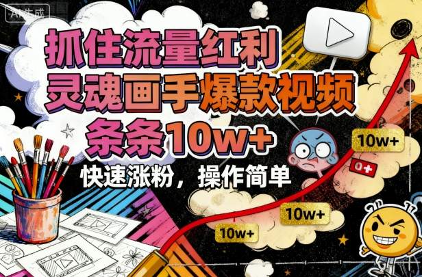 抓住流量红利，灵魂画手爆款视频，条条10w+，快速涨粉，操作简单-创新研习社
