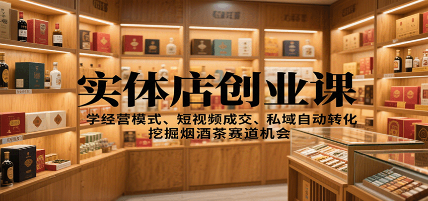 实体店创业课:学经营模式、短视频成交、私域自动转化,挖掘烟酒茶赛道机会-创新研习社