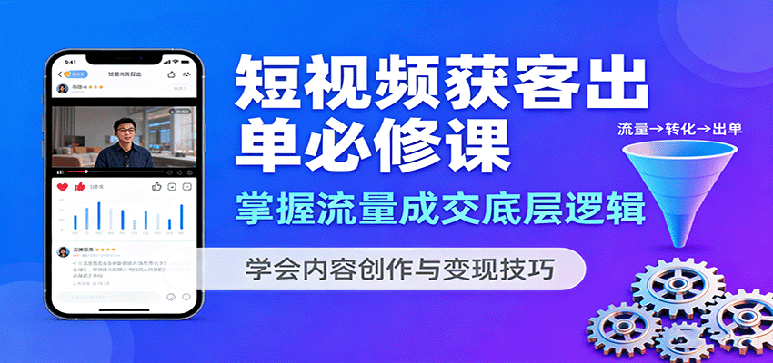 短视频获客出单必修课：掌握流量成交底层逻辑，学会内容创作与变现技巧-创新研习社