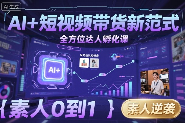 AI+短视频带货新范式全方位达人孵化课,素人也可以从0到1,全方位认知短视频带货-创新研习社