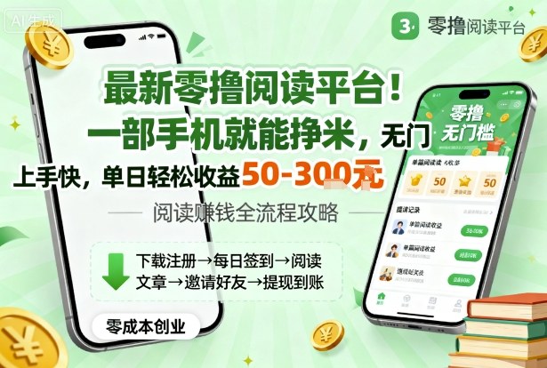 最新零撸阅读平台！一部手机就能挣米，无门槛上手快，单日轻松收益50-3张【揭秘】-创新研习社