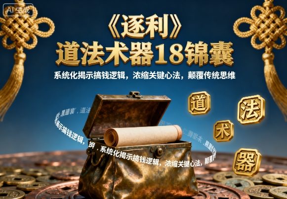《逐利》道法术器18锦囊，系统化揭示搞钱逻辑，浓缩关键心法，颠覆传统思维-创新研习社